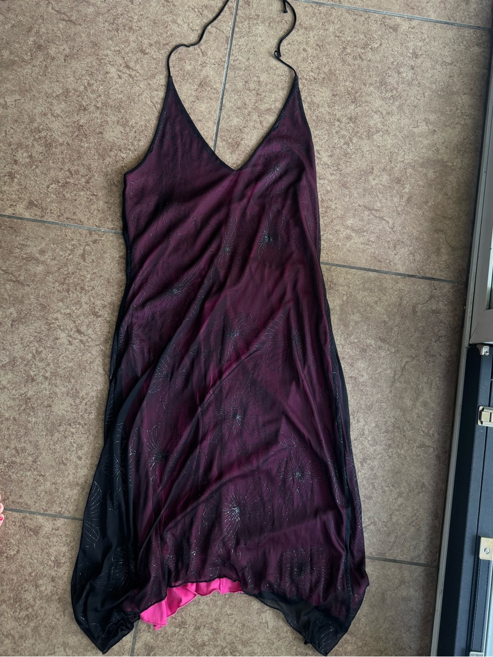 Wrapper Y2K halter mini dress in Black and Pink